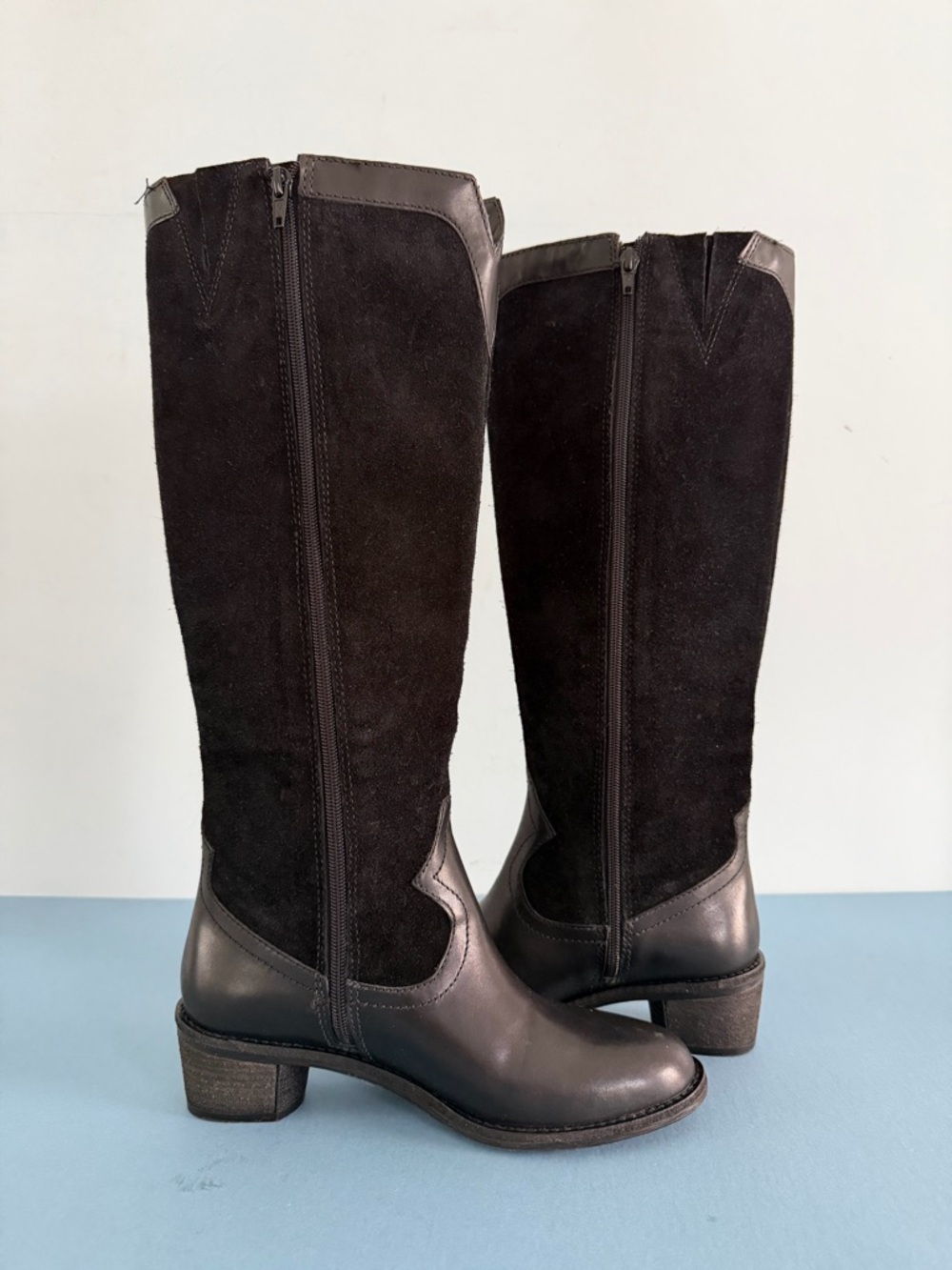 Brioso Sedona Whipstitch Suede Leather Black Riding Western Boots - Picture 4 of 6